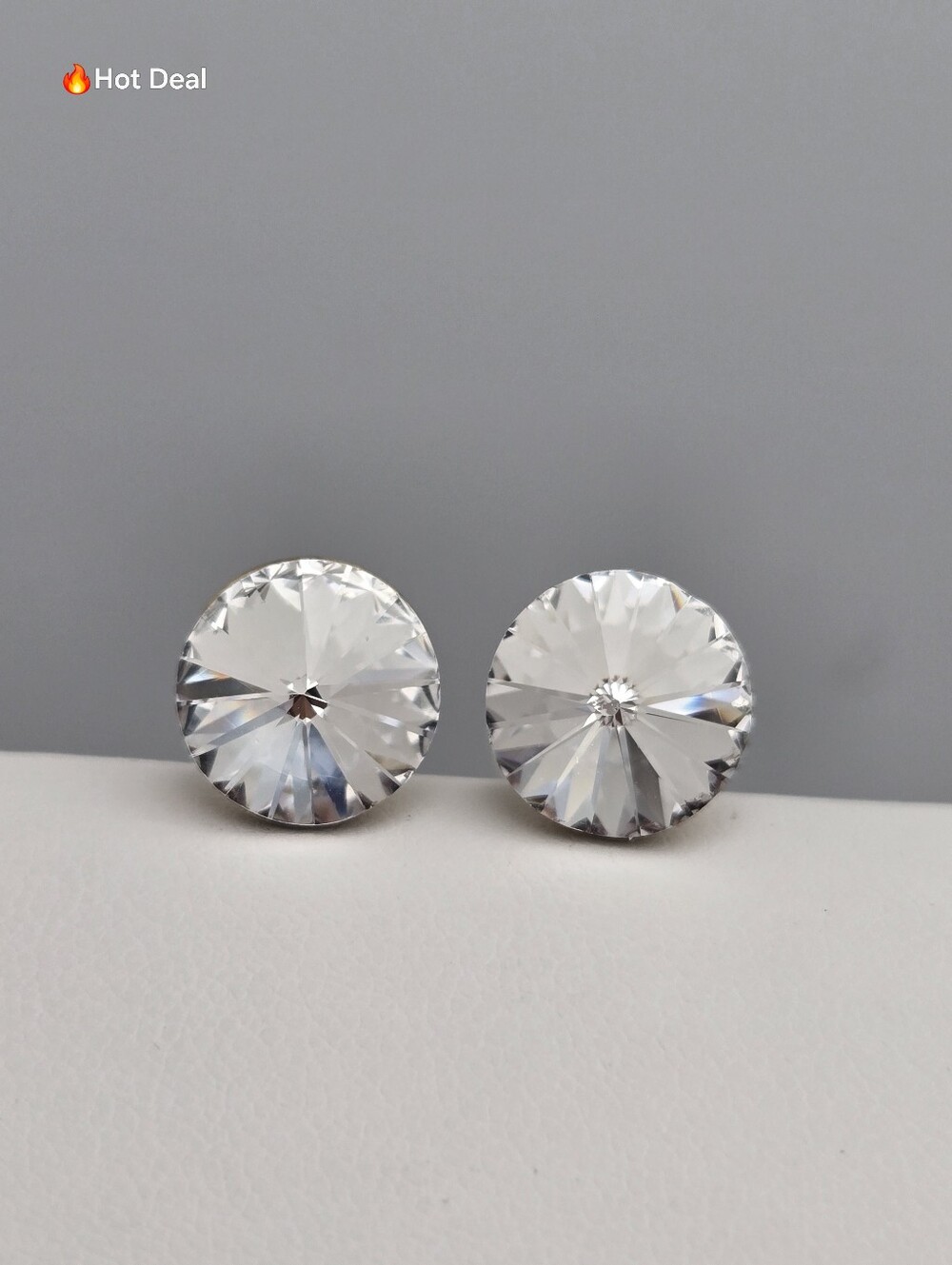 Betsey Johnson Clear Crystal Round Stud Earrings Gold Tone Signed BJ 7/16"
